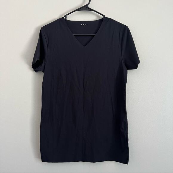 Tani Women’s Black V-neck Short Sleeve Undershirt Size Medium - Picture 1 of 4